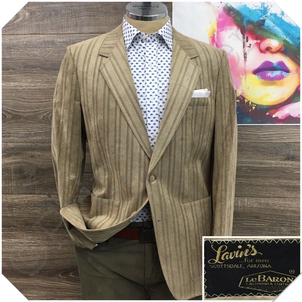 VINTAGE Mens Blazer Sport Coat Casual Jacket Size 40R‎ Ultra Suede Suit USA
